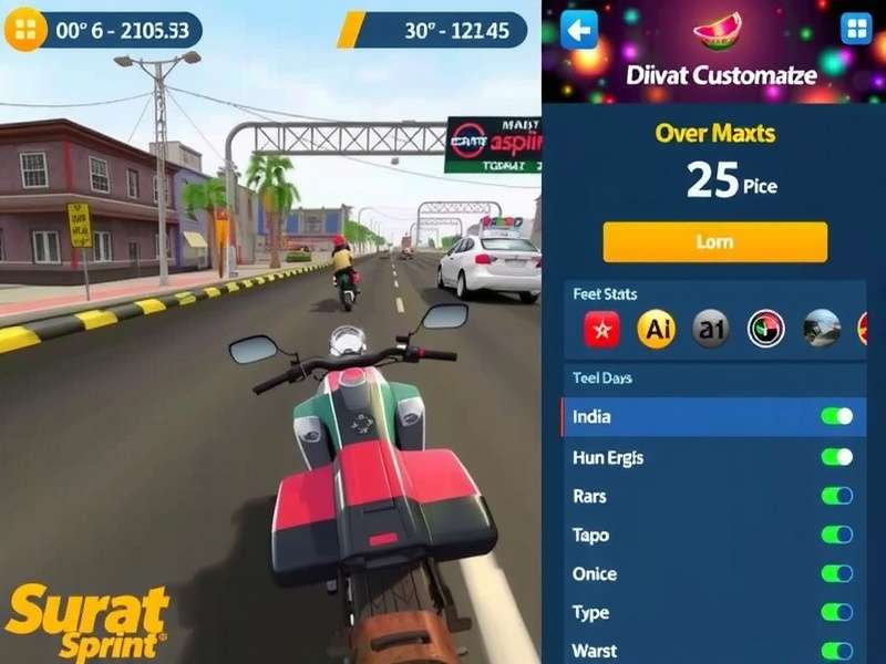 Surat Sprint gameplay screenshot showing racing through Indian streets